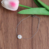 Natural Shell 12mm Mother of Pearl Flower Bracelet S925 Silver