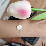 Natural Shell 12mm Mother of Pearl Flower Bracelet S925 Silver