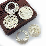Natural Shell Pendant Round Shell Hollow Pattern DIY Pendant Jewelry Making