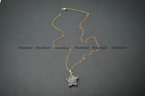Silver Druzy Agate Star Stone Pendant Necklace Woman Jewelry