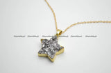 Silver Druzy Agate Star Stone Pendant Necklace Woman Jewelry