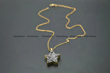 Silver Druzy Agate Star Stone Pendant Necklace Woman Jewelry
