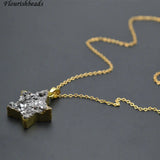 Silver Druzy Agate Star Stone Pendant Necklace Woman Jewelry