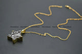 Silver Druzy Agate Star Stone Pendant Necklace Woman Jewelry