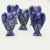 Natural Sodalite Stone Angel Crystal Pine Carving Crafts Angel Figurine 50mm