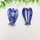 Natural Sodalite Stone Angel Crystal Pine Carving Crafts Angel Figurine 50mm