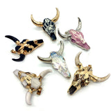 Natural Stone Acrylic Bull Head Pendant for DIY Jewelry Making