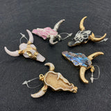 Natural Stone Acrylic Bull Head Pendant for DIY Jewelry Making