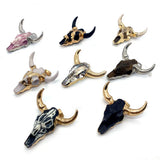 Natural Stone Acrylic Bull Head Pendant for DIY Jewelry Making