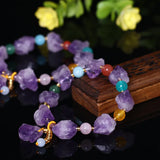 Natural Stone Purple Raw Crystal Elastic Bracelet 13*15