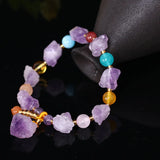Natural Stone Purple Raw Crystal Elastic Bracelet 13*15