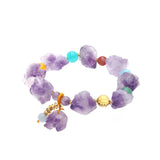 Natural Stone Purple Raw Crystal Elastic Bracelet 13*15