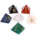 Crystal Triangle Cone Pyramid Carving Religious Reiki Rune Decoration