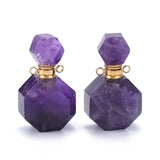 Faceted Essential Oil Diffuser Charms Amethysts Crystal Bottle Pendant