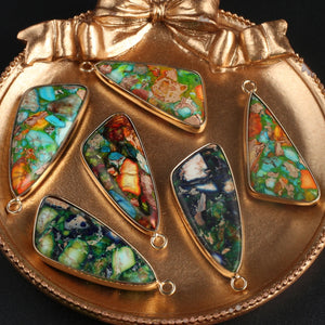 Gilded Edge Quartz Stone Pendant for DIY Necklaces