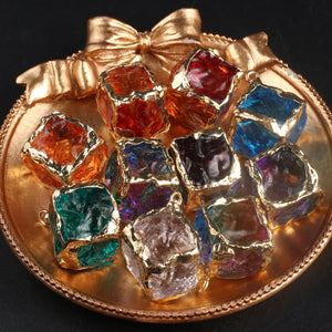 Gilded Edge Quartz Stone Pendant for DIY Necklaces