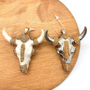 Natural Stone Cow Skull Pendant DIY Necklace
