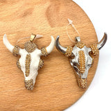 Natural Stone Cow Skull Pendant DIY Necklace