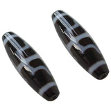 1pc Natural Tibetan Dzi Beads, Oval, two tone, AAA, 12x38mm