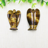 Natural Tigerite Eye Stone Angel Crystal Pine Carving Crafts Angel Figurine