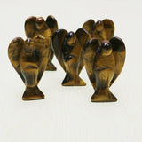 Natural Tigerite Eye Stone Angel Crystal Pine Carving Crafts Angel Figurine