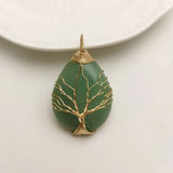 Natural Amethyst Quartz Tree of Life Crystal Pendant Necklace