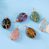 Natural Amethyst Quartz Tree of Life Crystal Pendant Necklace