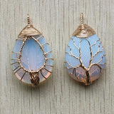 Natural Amethyst Quartz Tree of Life Crystal Pendant Necklace