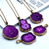 Handmade Amethysts Green Coffee Crystal Necklace Pendant