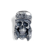 Halloween Punk Skull Brooch 925 Sterling Silver Lapel Pin Retro Corsage