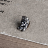Halloween Punk Skull Brooch 925 Sterling Silver Lapel Pin Retro Corsage