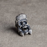 Halloween Punk Skull Brooch 925 Sterling Silver Lapel Pin Retro Corsage