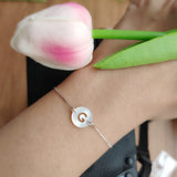 Natural 10mm Letter Shape Pearl Shell Beads with 925 Silver Chain