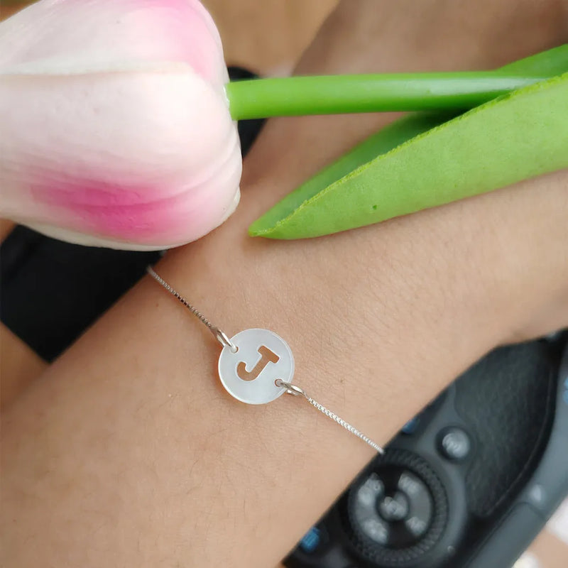 Natural 10mm Letter Shape Pearl Shell Beads with 925 Silver Chain