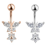 Butterfly Zircon Navel Piercing Belly Button Rings Body Jewelry