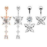 Butterfly Zircon Navel Piercing Belly Button Rings Body Jewelry