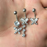 Butterfly Zircon Navel Piercing Belly Button Rings Body Jewelry