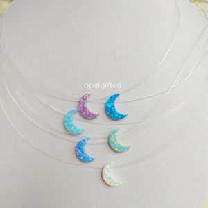 Moon Pendant Opal Necklace 925 Silver Chain for Women