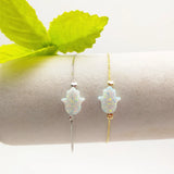 Hamsa Hand of Fatima Opal Bracelet 925 Sterling Silver