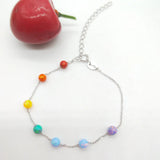 Rainbow Opal Bead Bracelet 925 Sterling Silver
