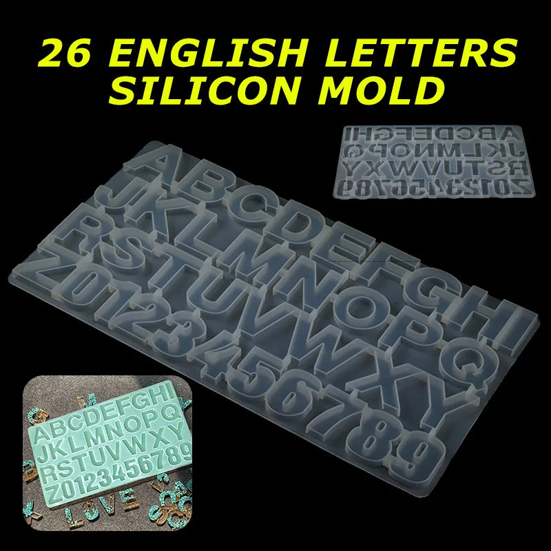 Large Alphabet & Numbers Silicone Mould Resin Epoxy DIY Craft Jewelry Tools