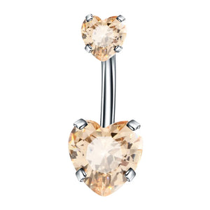 Zircon Stainless Steel Navel Piercing Heart Belly Button Rings