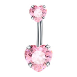 Zircon Stainless Steel Navel Piercing Heart Belly Button Rings
