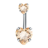 Zircon Stainless Steel Navel Piercing Heart Belly Button Rings