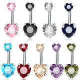 Zircon Stainless Steel Navel Piercing Heart Belly Button Rings