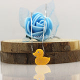 Yellow Opal Duck Pendant Necklace with CZ Eye - 925 Silver Chain