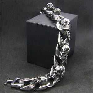 1pc Biker Skull Bracelet 316L Stainless Steel Jewelry Ghost Skull Bracelet