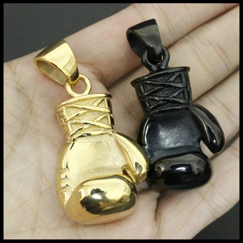 Golden Huge Boxing Glove Pendant 316L Stainless Steel Men Glove Pendant