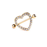 Golden Double Layer Nipple Piercing Heart Rhinestone Jewelry