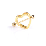 Golden Double Layer Nipple Piercing Heart Rhinestone Jewelry